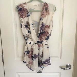 Floral Deep-V Neck Romper